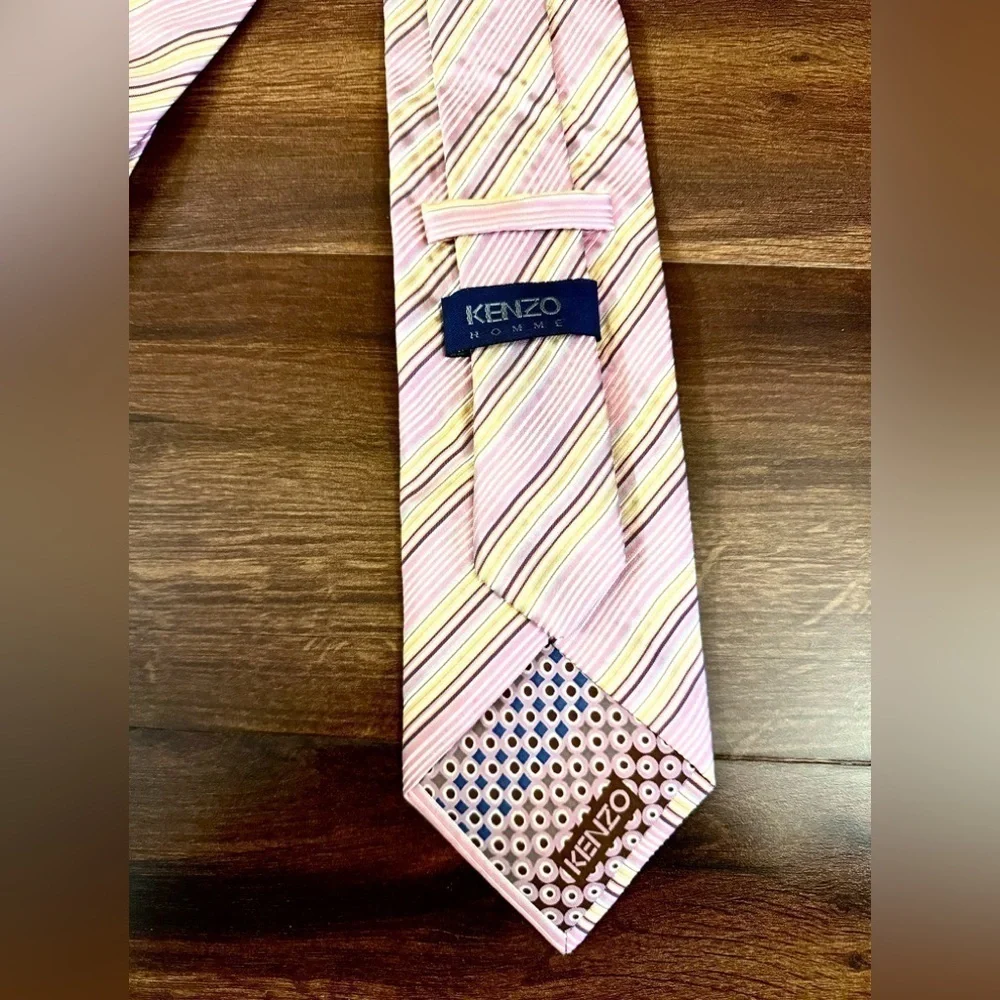 KENZO Homme  Dressy Silk Multi-color Stripes Repp Tie Made in Italy